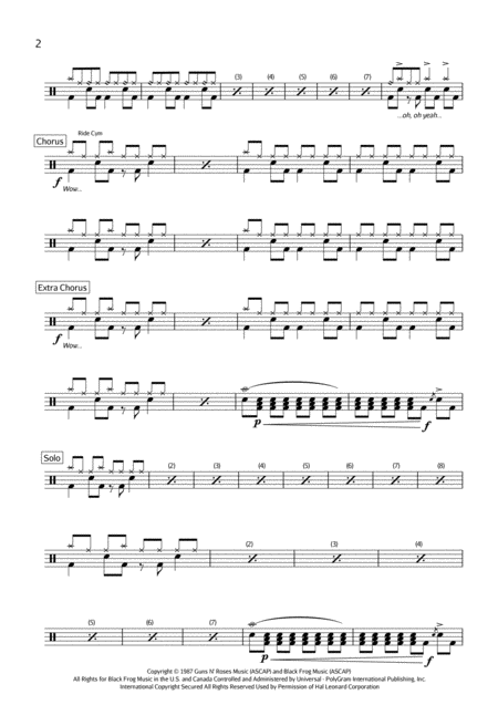 Sweet Child O Mine Drum Score Page 2