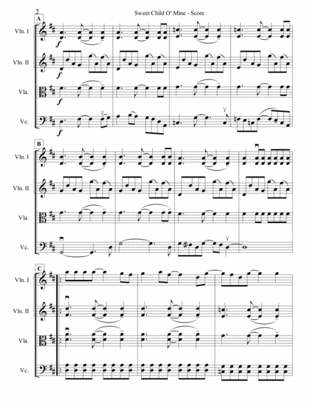 Sweet Child O Mine For String Quartet Page 2