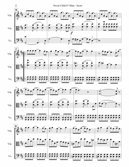 Sweet Child O Mine For String Trio Page 2