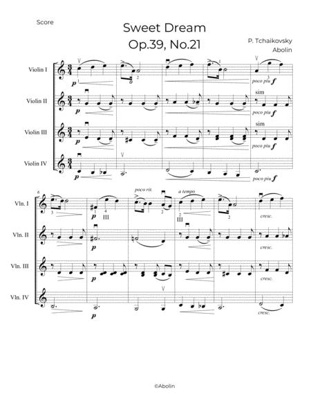 Sweet Dream Op 39 No 21 By Tchaikovsky Arr For 4 Violins Page 2