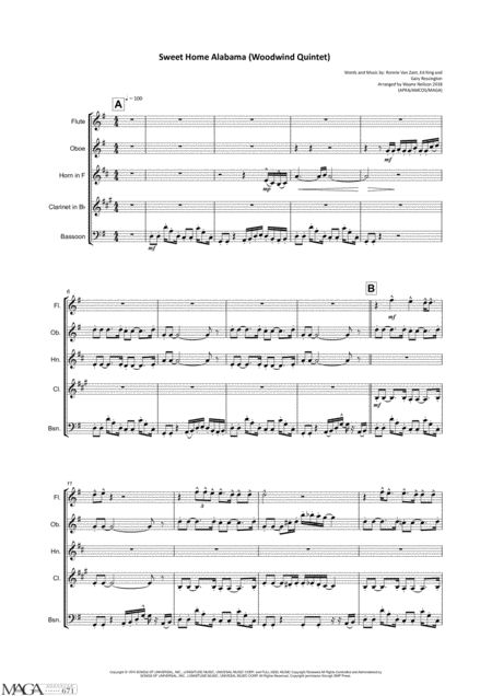 Sweet Home Alabama For Woodwind Quintet Page 2