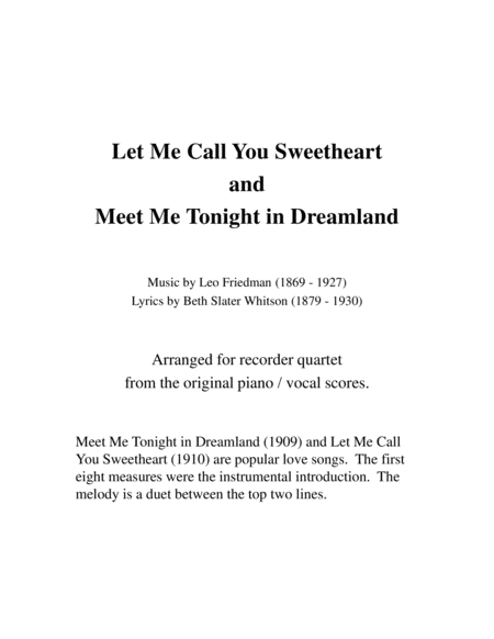 Sweetheart And Dreamland For Recorder Quartet Page 2