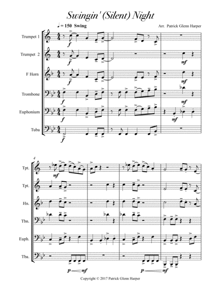 Swingin Silent Night For Brass Ensemble Page 2