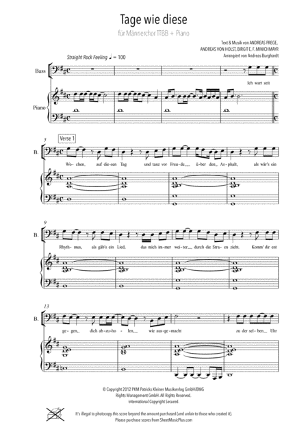 Tage Wie Diese Fr Mnnerchor Ttbb Klavier Die Toten Hosen Page 2