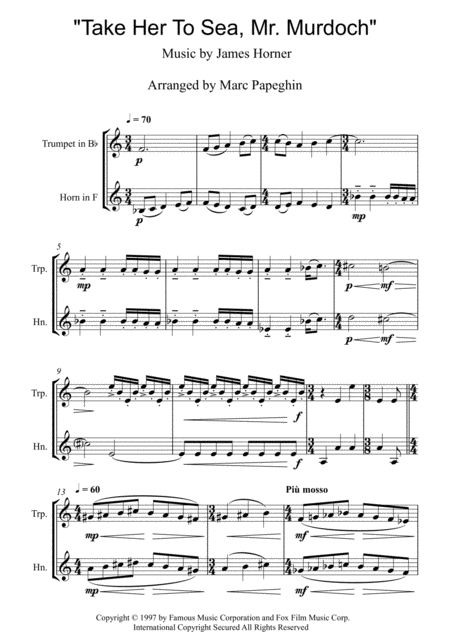 Take Her To Sea Mr Murdoch From Titanic French Horn Trumpet Duet Page 2