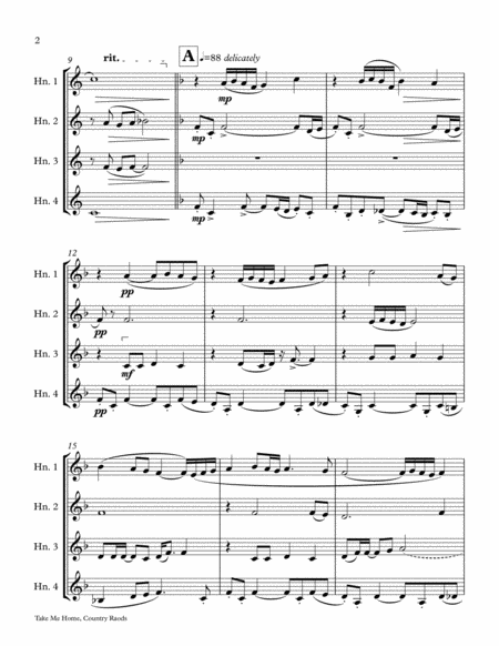 Take Me Home Country Roads For Horn Quartet Page 2