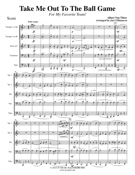 Take Me Out To The Ball Game For Brass Quintet Page 2