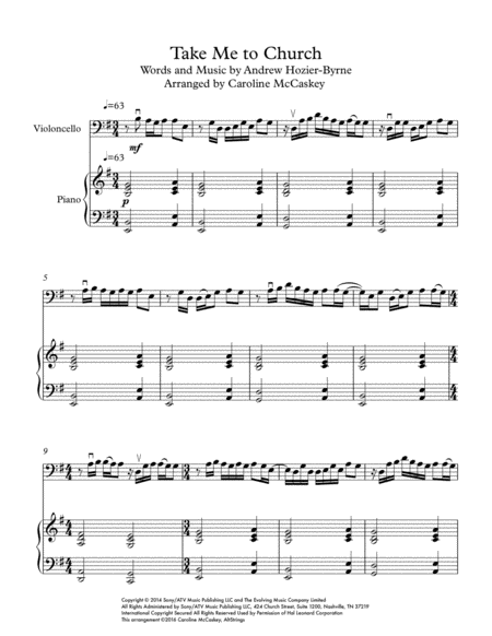 Take Me To Church Cello Piano Accompaniment Page 2