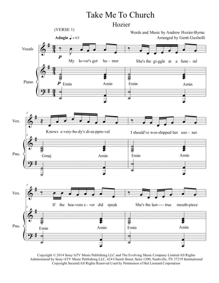 Take Me To Church Piano Vocal Page 2