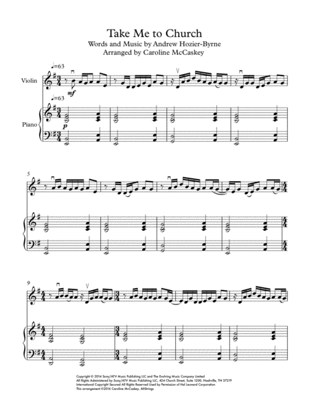 Take Me To Church Violin Solo Piano Accompaniment Page 2