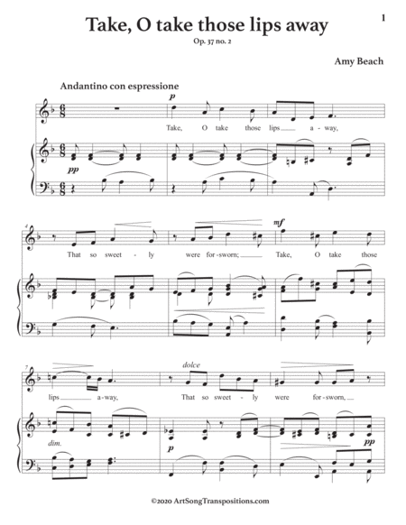 Take O Take Those Lips Away Op 37 No 2 Transposed To D Minor Page 2