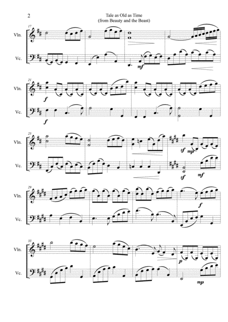 Tale As Old As Time From Beauty And The Beast Arranged For String Duet Page 2