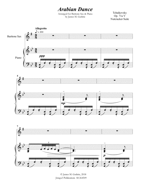 Tchaikovsky Arabian Dance From Nutcracker Suite For Baritone Sax Piano Page 2