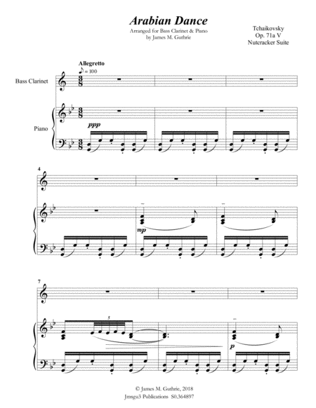 Tchaikovsky Arabian Dance From Nutcracker Suite For Bass Clarinet Piano Page 2