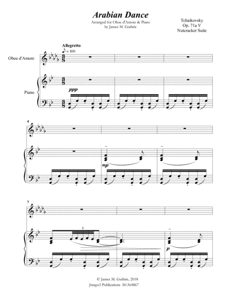 Tchaikovsky Arabian Dance From Nutcracker Suite For Oboe D Amore Piano Page 2