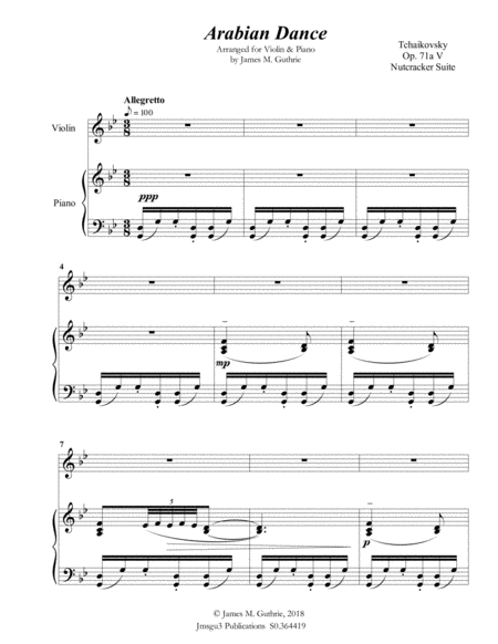 Tchaikovsky Arabian Dance From Nutcracker Suite For Violin Piano Page 2