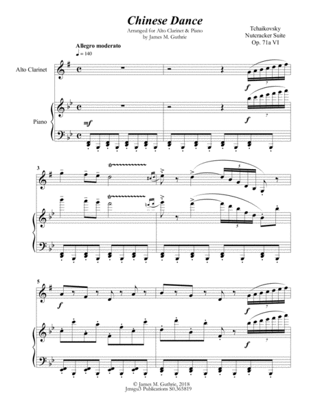 Tchaikovsky Chinese Dance From Nutcracker Suite For Alto Clarinet Piano Page 2