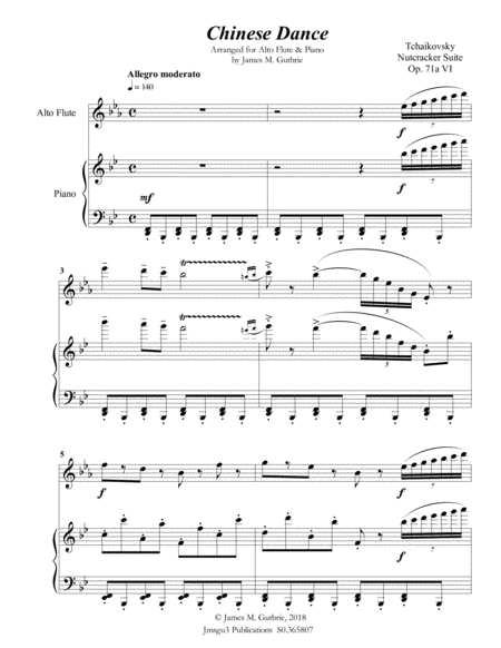 Tchaikovsky Chinese Dance From Nutcracker Suite For Alto Flute Piano Page 2