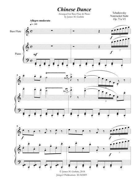 Tchaikovsky Chinese Dance From Nutcracker Suite For Bass Flute Piano Page 2
