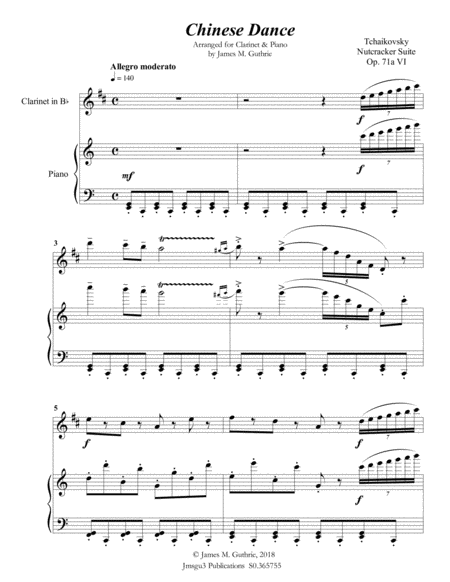 Tchaikovsky Chinese Dance From Nutcracker Suite For Clarinet Piano Page 2