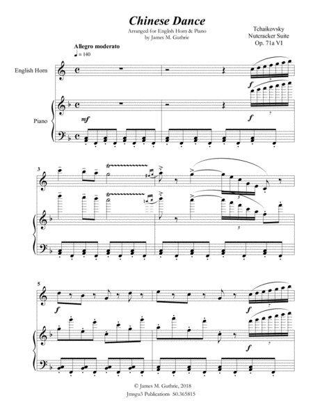 Tchaikovsky Chinese Dance From Nutcracker Suite For English Horn Piano Page 2
