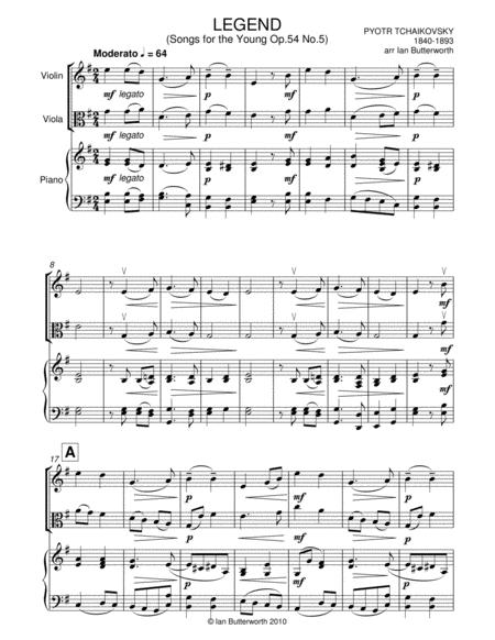 Tchaikovsky Legend Songs For The Young Op 54 No 5 For Violin Viola Piano Page 2