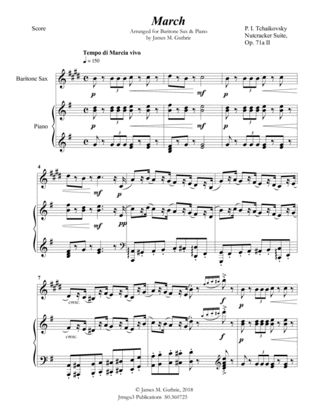 Tchaikovsky March From Nutcracker Suite For Baritone Sax Piano Page 2