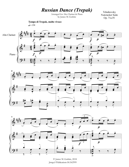 Tchaikovsky Russian Dance From Nutcracker Suite For Alto Clarinet Piano Page 2