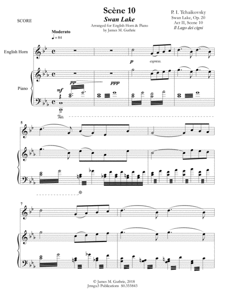 Tchaikovsky Scene 10 From Swan Lake For English Horn Piano Page 2