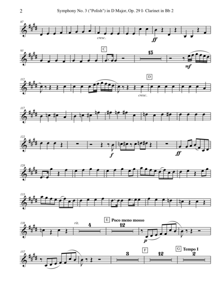 Tchaikovsky Symphony No 3 Movement I Clarinet In Bb 2 Transposed Part Op 29 Page 2