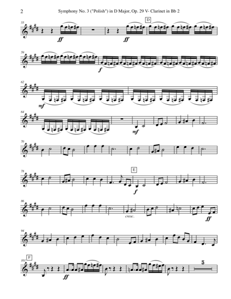 Tchaikovsky Symphony No 3 Movement V Clarinet In Bb 2 Transposed Part Op 29 Page 2