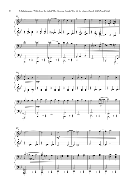 Tchaikovsky Valtz From The Ballet The Sleeping Beauty For Piano 4 Hands Page 2