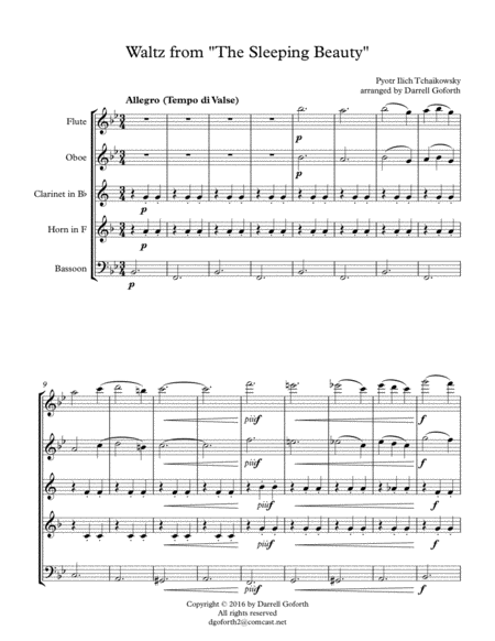 Tchaikovsky Waltz From Sleeping Beauty For Woodwind Quintet Page 2