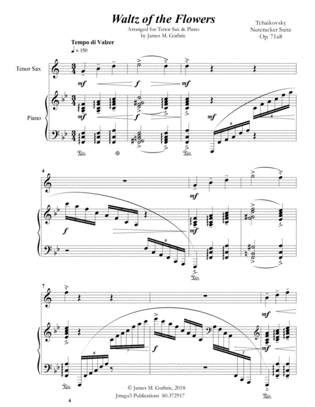 Tchaikovsky Waltz Of The Flowers From Nutcracker Suite For Tenor Sax Piano Page 2