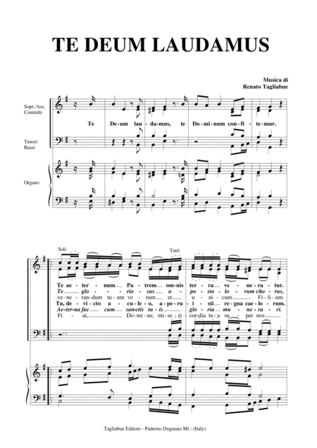 Te Deum Laudamus Tagliabue For Soli Satb Choir And Organ Page 2