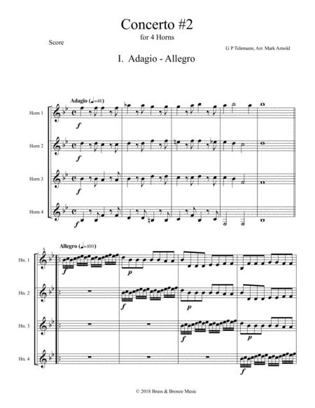 Telemann Concerto 2 For Four Horns 1st Movement Page 2