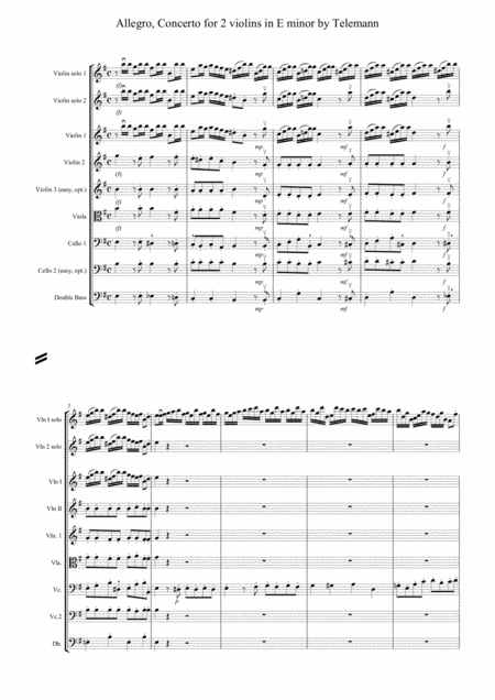 Telemann Concerto In E Minor For 2 Violins Allegro Junior Strings Page 2