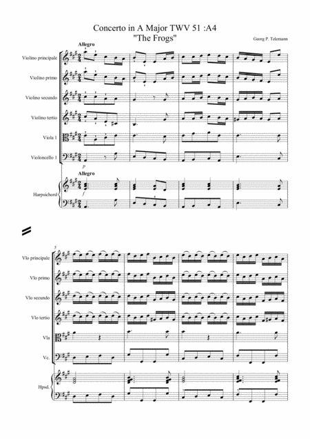 Telemann Frog Concerto For Solo Violin And Single Strings Twv 51 A4 Page 2