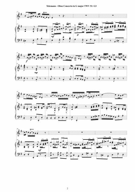 Telemann Oboe Concerto In G Major Twv 51 G3 For Oboe And Cembalo Or Piano Page 2