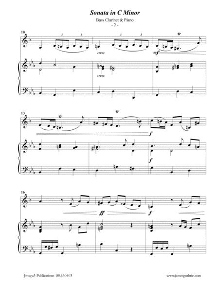 Telemann Sonata In C Minor For Bass Clarinet Piano Page 2