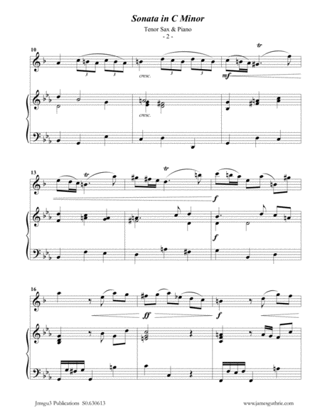 Telemann Sonata In C Minor For Tenor Sax Piano Page 2