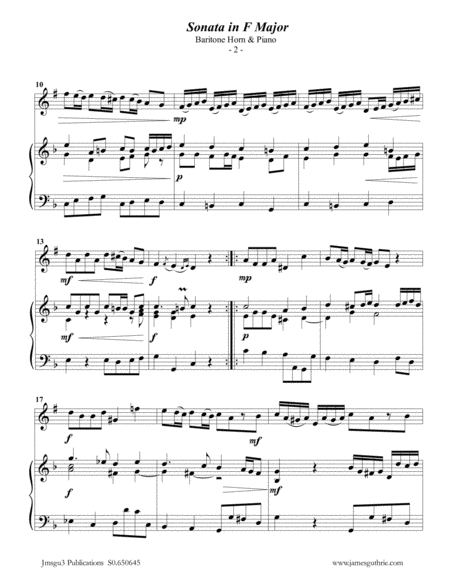 Telemann Sonata In F Major For Baritone Horn Piano Page 2