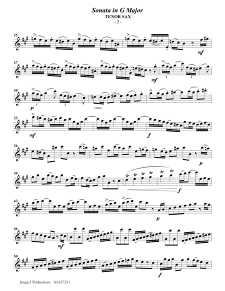 Telemann Sonata In G Major For Tenor Sax Piano Page 2