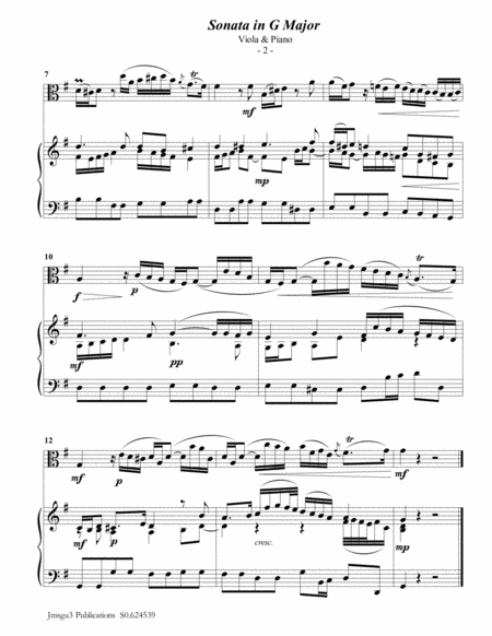 Telemann Sonata In G Major For Viola Piano Page 2