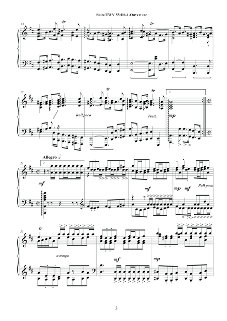 Telemann Suite In D Major For Piano Twv 55 D6 Full Page 2