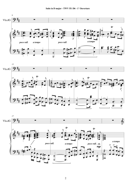 Telemann Suite In D Major Twv 55 D6 For Viola Da Gamba And Piano Page 2