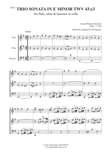 Telemann Trio Sonata In E Minor Bwv 43 E3 For Flute Oboe Bassoon Or Cello Page 2