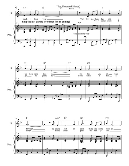 Ten Thousand Kisses Mothers Day Song Page 2