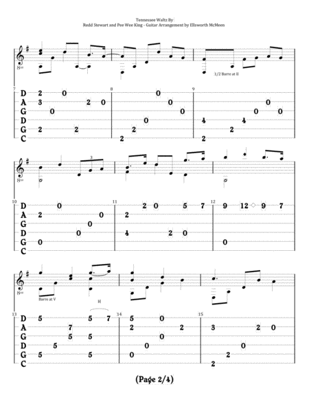Tennessee Waltz For Fingerstyle Guitar Tuned Cgdgad Page 2