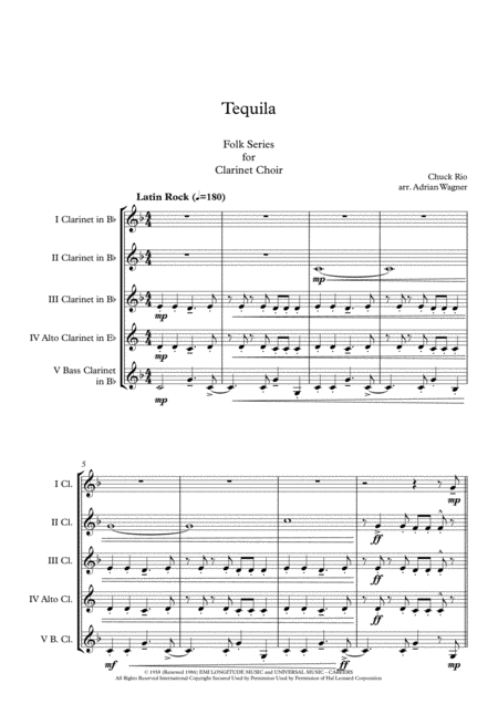Tequila Clarinet Choir Arr Adrian Wagner Page 2